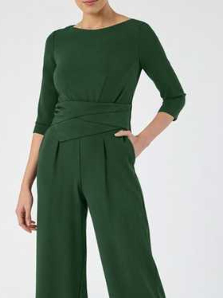 The Fold London Colinton Jumpsuit Dark Green Wool Uk 16 / Us 12 Nwt Career Event — image 4 of 8